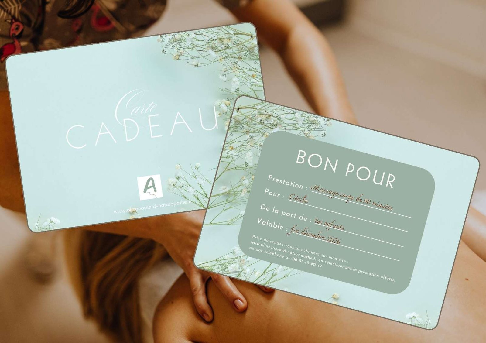 Carte cadeau bien-être à offrir à Toulouse, valable sur toutes les prestations de massage et soins